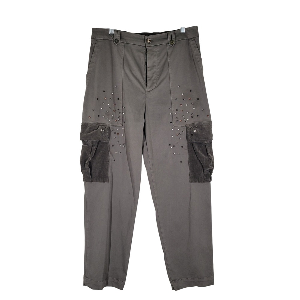 Mason's Forte Dei Marmi Cargo Pants EU 46 Gray Studded Corduroy High Waist